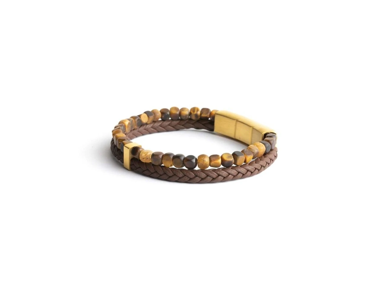 GEMINI | Bracelet | Double | Brown | Oeil De Tigre | 4mm | O32
