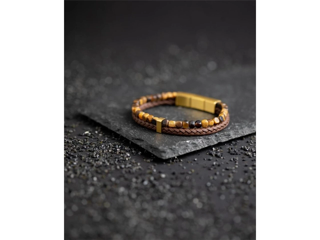 GEMINI | Bracelet | Double | Brown | Oeil De Tigre | 4mm | O32 – Image 2