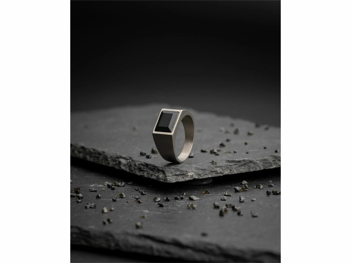 GEMINI | Chevalière | Homme | Titane | Agate Noire | CRE01 – Image 2