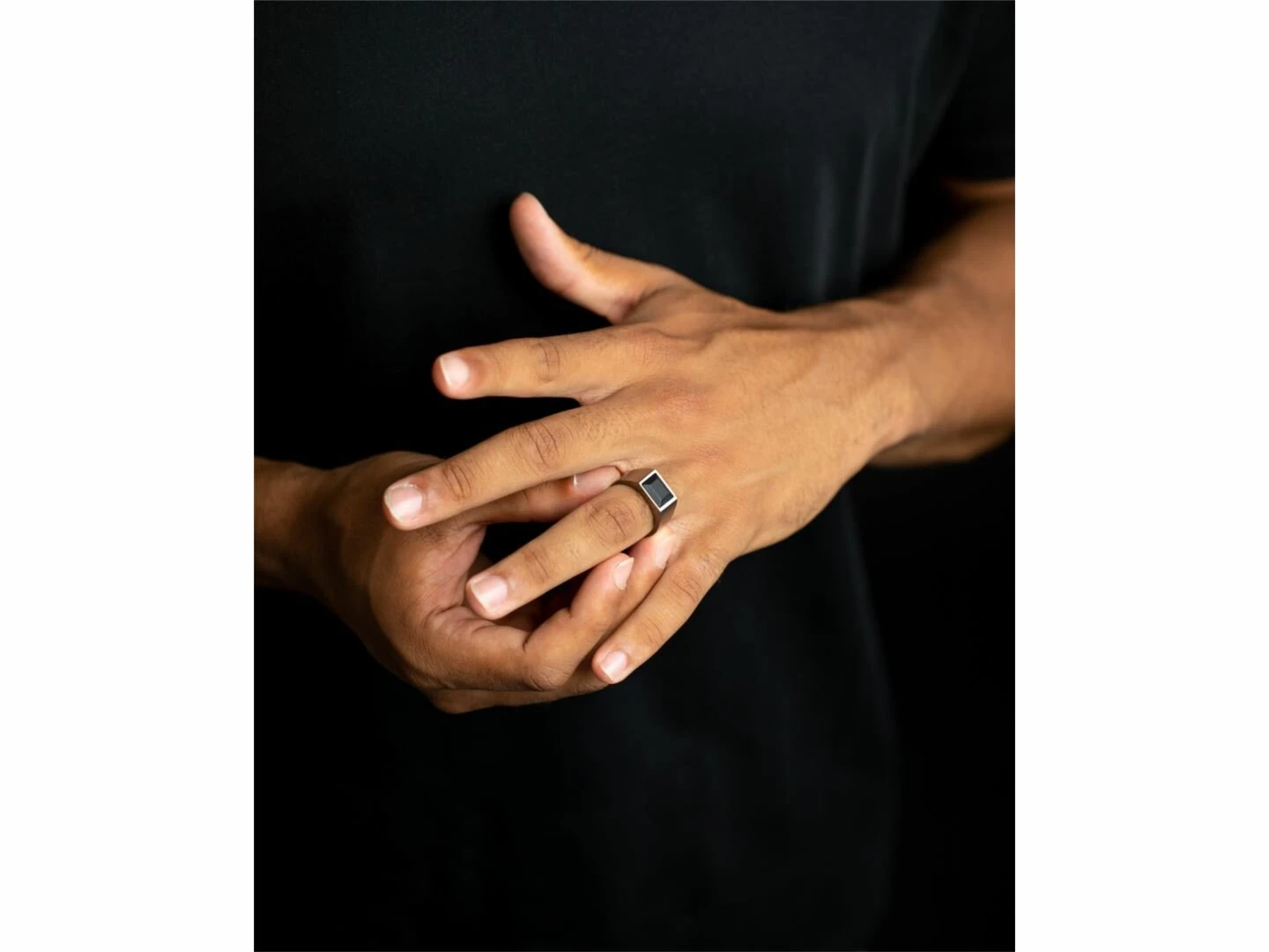 GEMINI | Chevalière | Homme | Titane | Agate Noire | CRE01 – Image 3