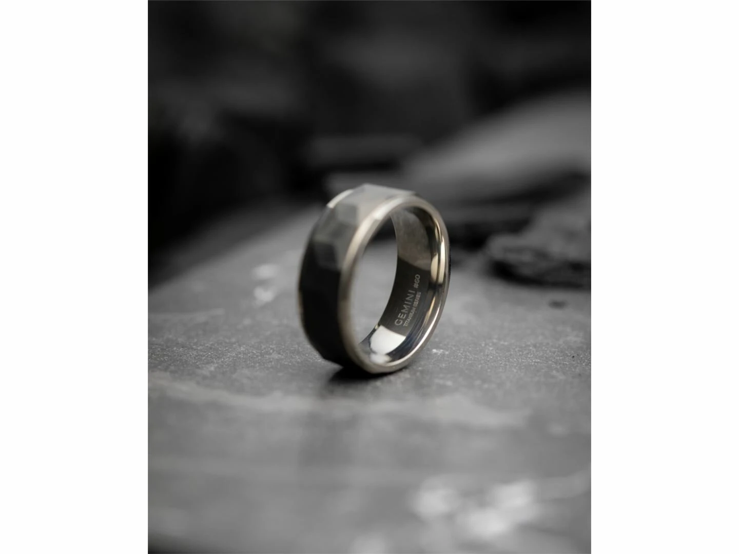 GEMINI | Bague | Homme | Timor | Titane | Agentée Noire | 8mm | TIM01 – Image 3