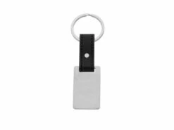 Loumya Steel | Porte-Clés | Acier | Cuir Noir | Personnalisable | 151308