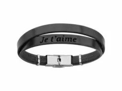Loumya Steel | Bracelet | Cuir | Noir | Je T'aime | 126862N