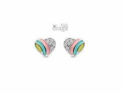 Orage Kids | Boucles D'Oreilles | Argent | Coeur | Multicolore | K2677