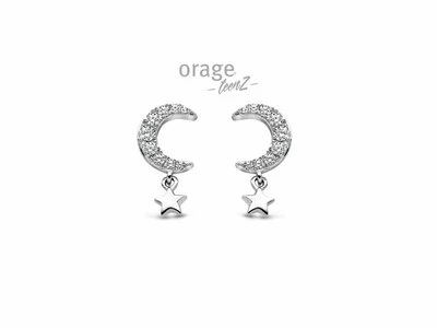 Orage Kids | Boucles D'Oreilles | Argent | Oxyde De Zirconium | Lune Etoile | T610
