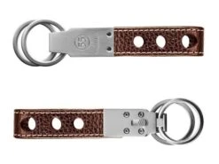 Raidillon | Porte-Clés | Acier Inoxydable | Cuir Brun - Ecru | KE-RIN-561